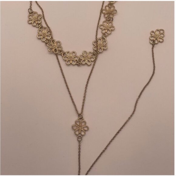 ⭐️❤️ FREE Double Chain Boho Flower Threader Hipster Hippie Art Deco Farm Peasant - Picture 2 of 8